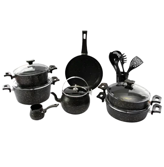 Çırağan Qranit Qazan dəsti 19 parça Qara