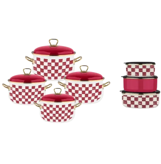 Casa Nova 14  ədəd Emaye dəsti Bordo