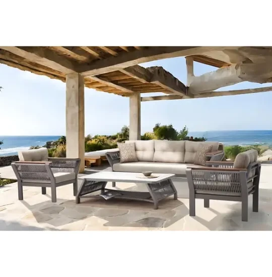 Erinöz Vicenza Garden Balkon Oturacaq Qrupu 3+1+1+Keramik Qəhvə Stol