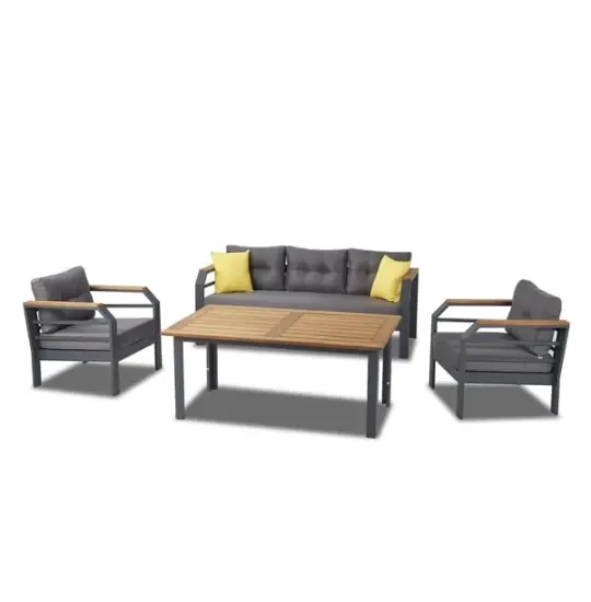 Erinöz Assento Aluminium Garden Balkon Oturma Qrupu 3+1+1+Hündür Qəhvə Masası