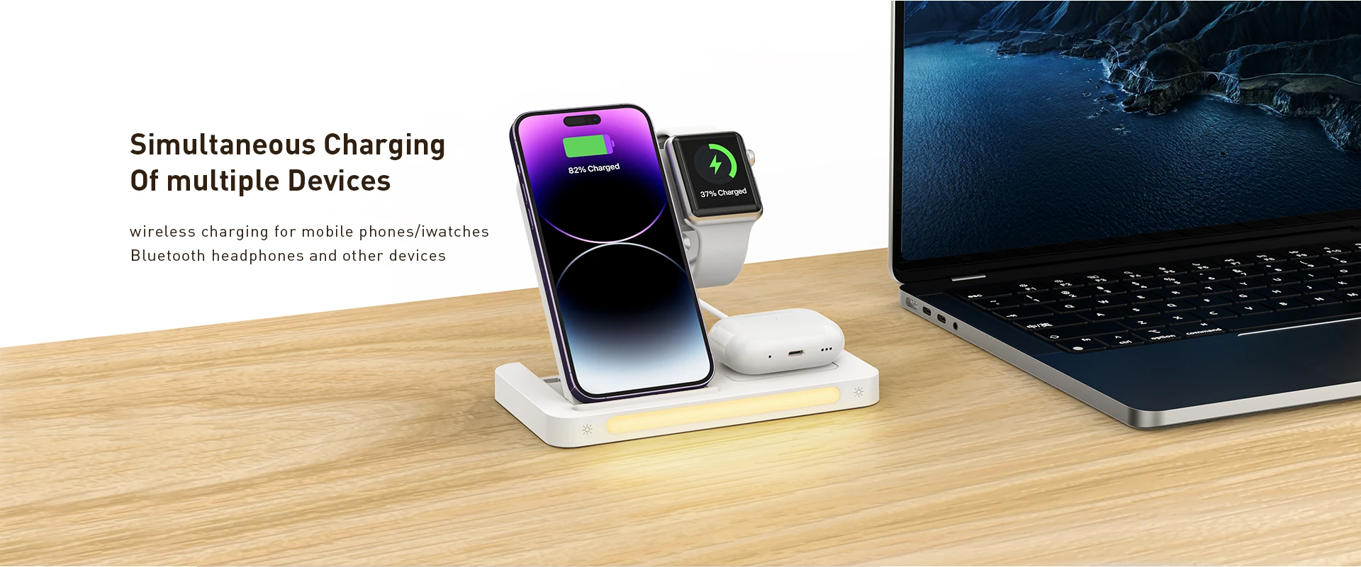 Recci 4 in 1 Folding RCW-31 Charger Wireless White