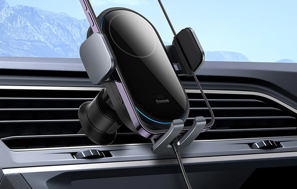 Baseus Light Chaser Wireless Charging Electric Car Mount 15W C40355900121-00 Black