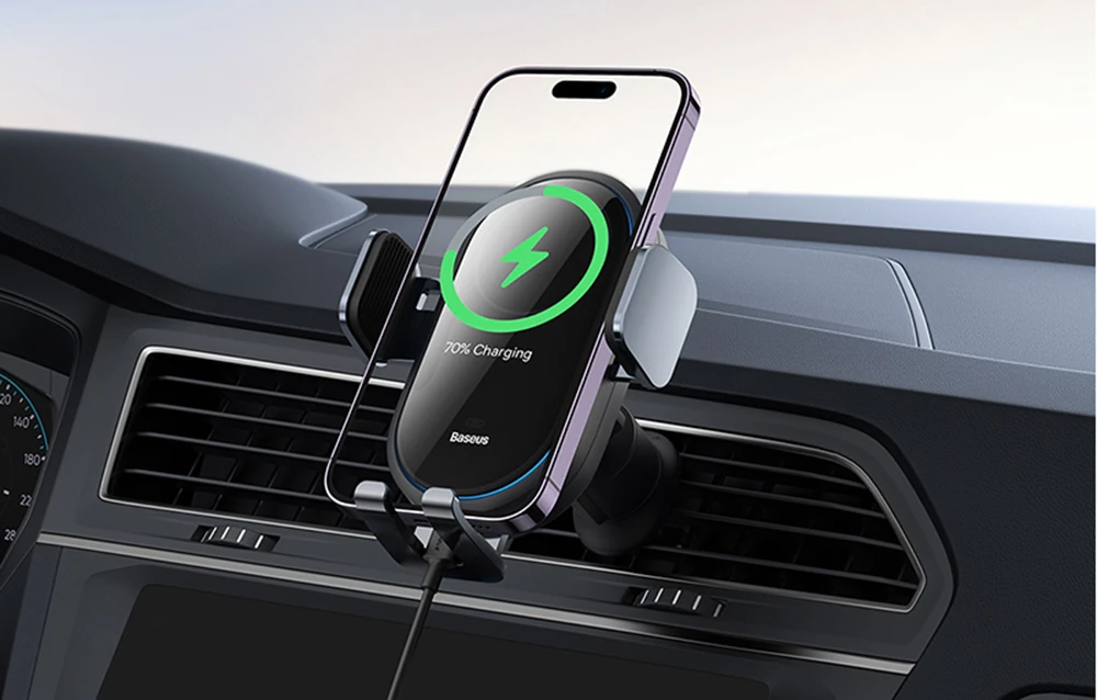 Baseus Light Chaser Wireless Charging Electric Car Mount 15W C40355900121-00 Black