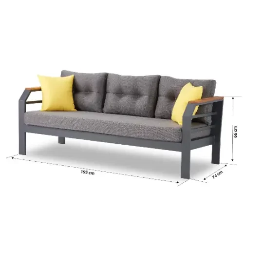 Erinöz Assento Aluminium Garden Balkon Oturma Qrupu 3+1+1+Hündür Qəhvə Masası