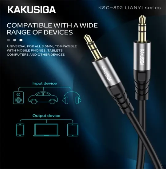 Kakusiga AUX Cable 1 M Black