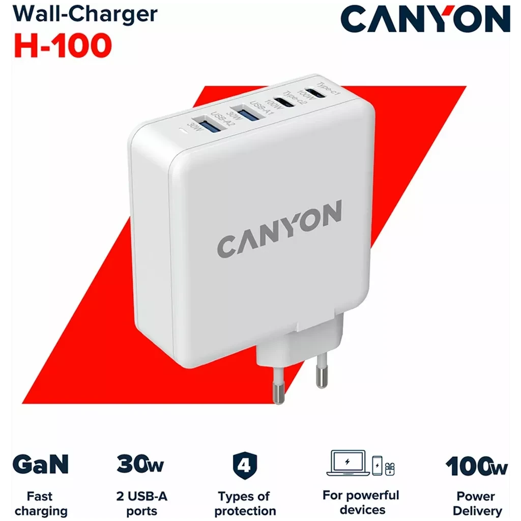 Canyon GaN Fast Charge H-100 100W White