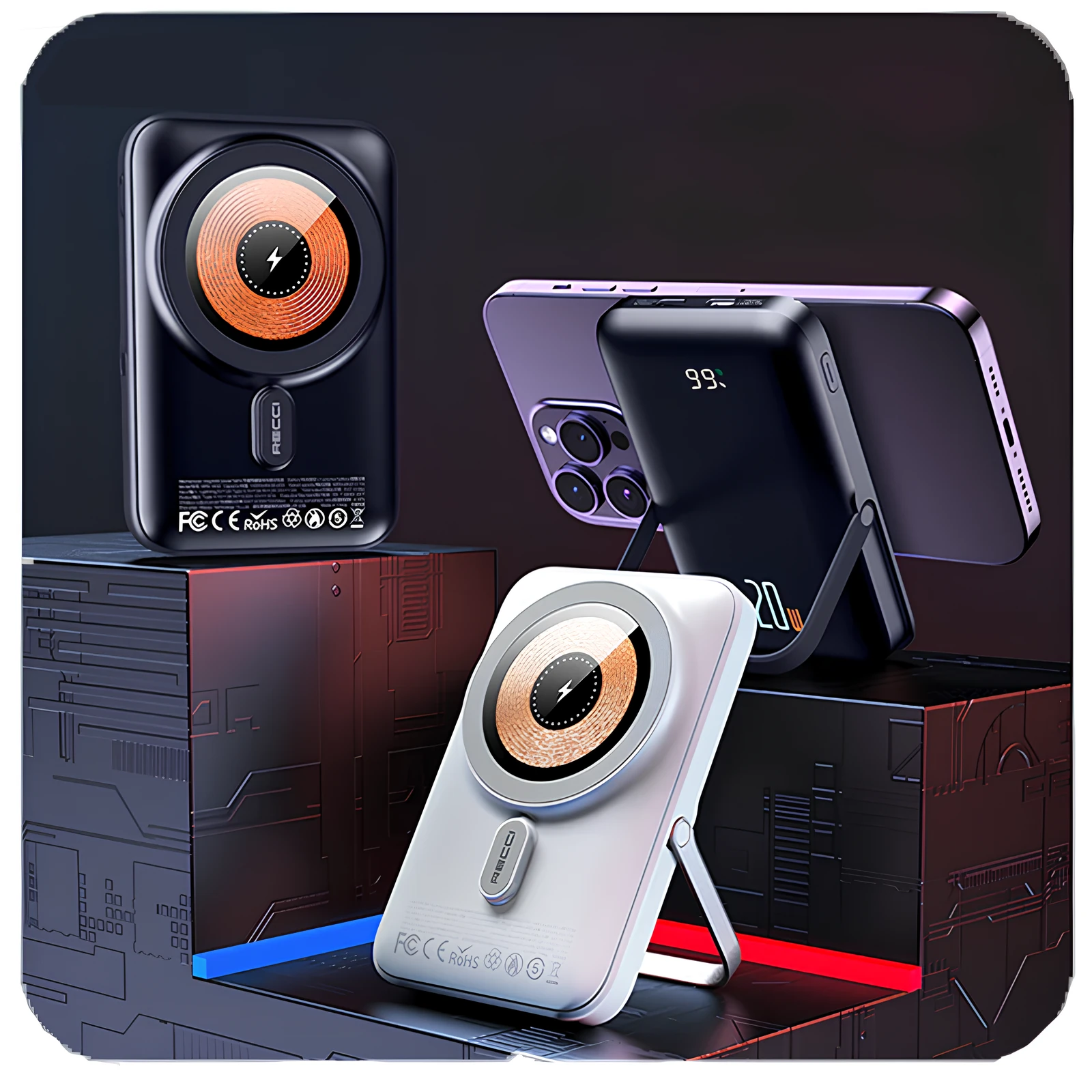 Recci Mechanic RPB-W08 Wireless 10000 mAh Black