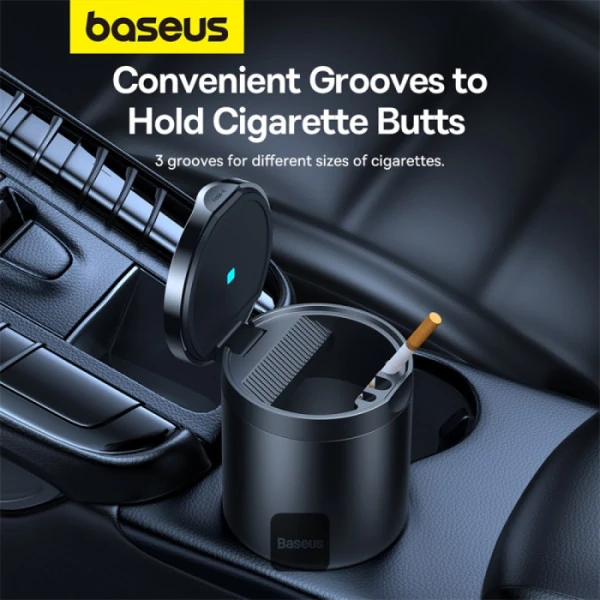 Baseus Premium 2 Series Aluminum Alloy Material Car Ashtray C20464700111-00 Black