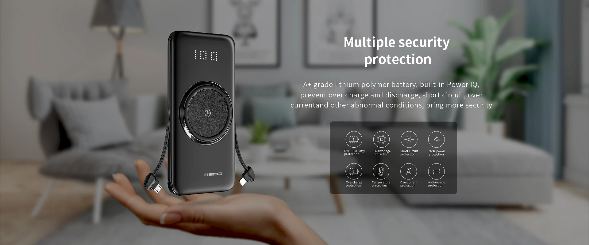 Recci Spirior Wireless  RPB-N28 10000 mAh Black