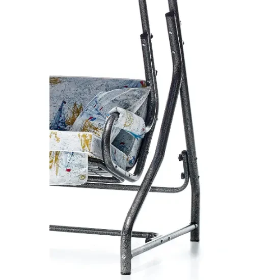 Erinöz Ruta Garden Yelləncək - 3 Nəfərlik - Yelkən Naxışlı Yastıq - Panama Parça - Sabit (Uzanmayan)