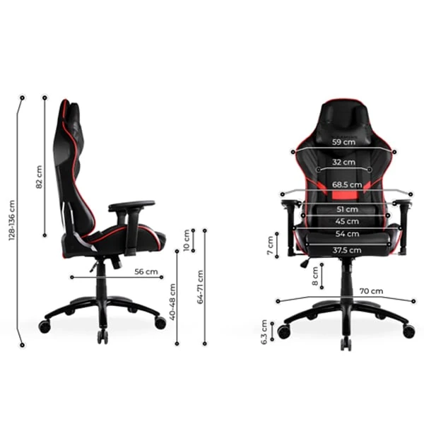 2E Gaming Chair 2E-GC-HIB-BKRD HIBAGON Black&Red