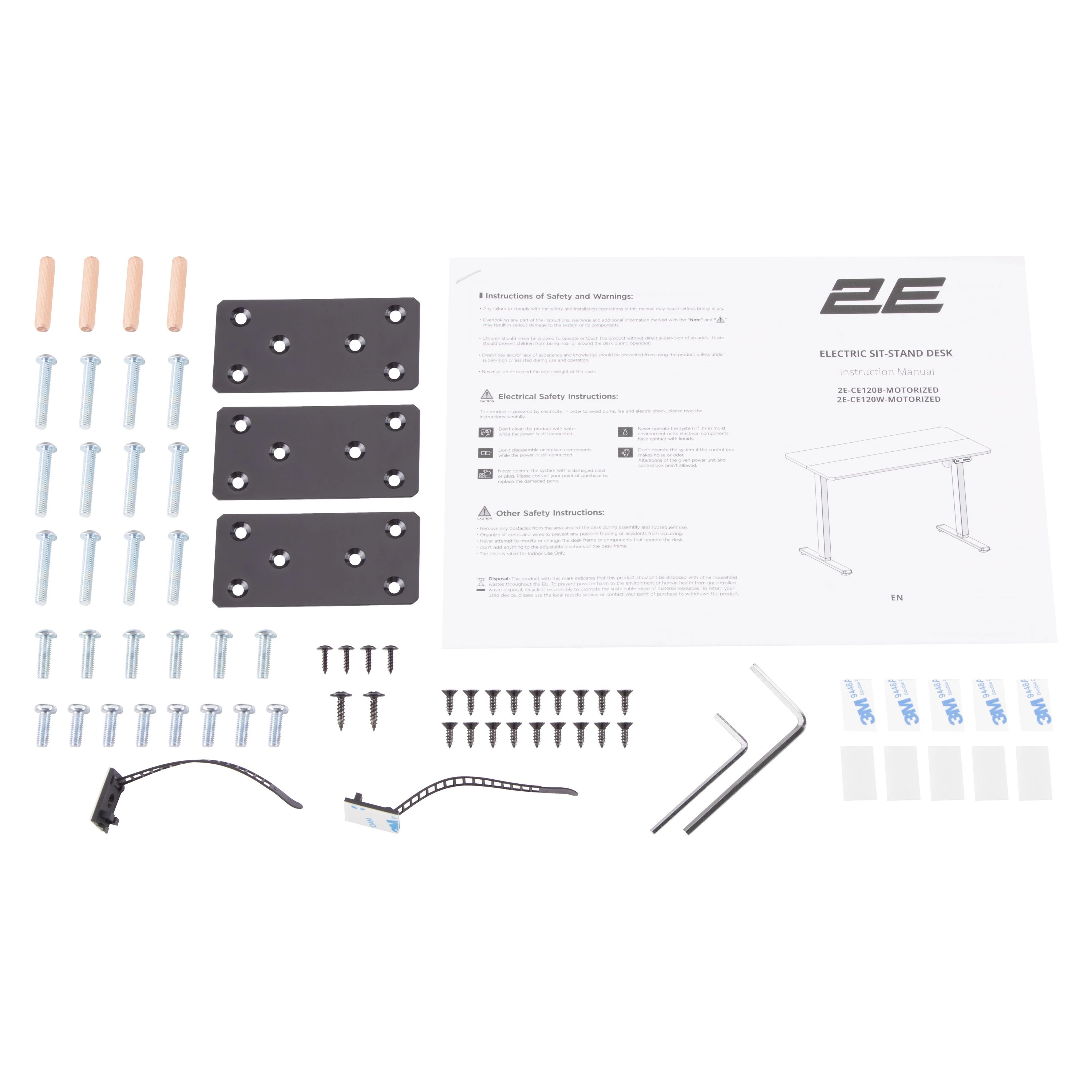 2E Computer Table with Height Adjustment 2E-CE120B-MOTORIZED Black