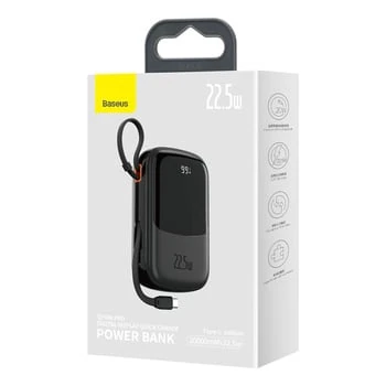 Baseus Qpow Pro Digital Display Fast Charge with Cabel Type-C 22.5W 20000 mAh PPQD060301 Black